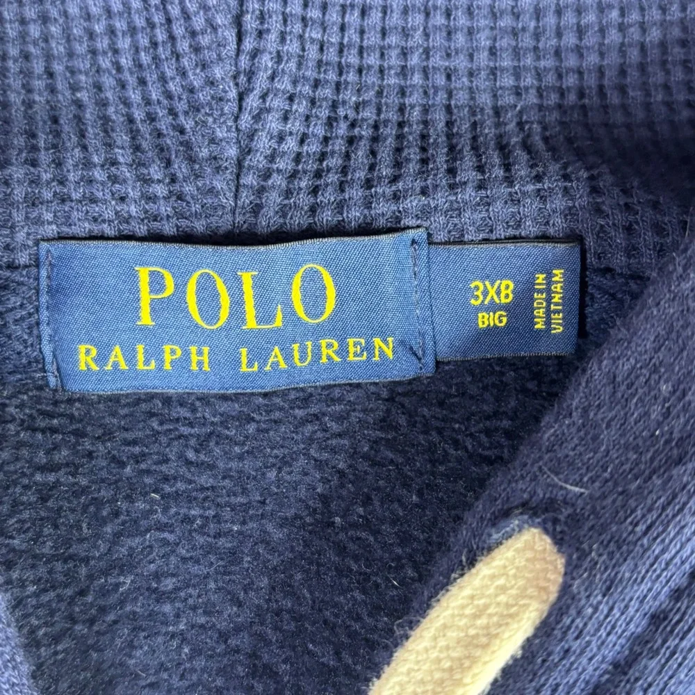 Polo Ralph Lauren Full Zip Hoodie Men 3XB Navy Blue Big & Tall Pony Logo Fleece